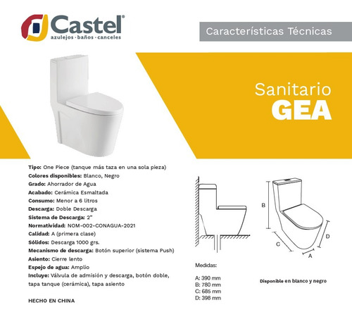 Wc Inodoro Gea Doble Descarga Y Asiento Cierre Lento Blanco