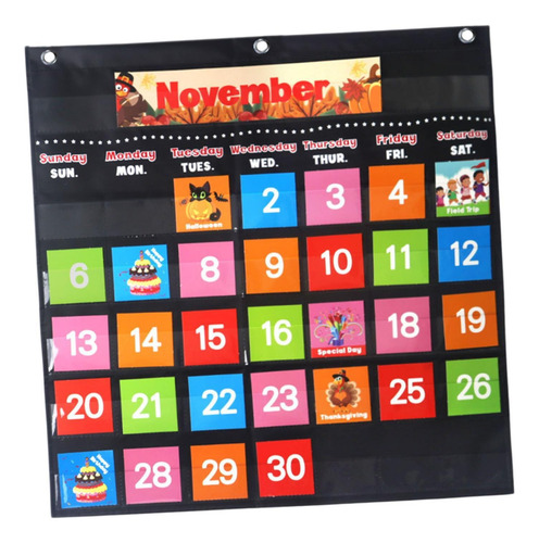Calendario De Bolsillo Para El Aula, Gráfico De Negro