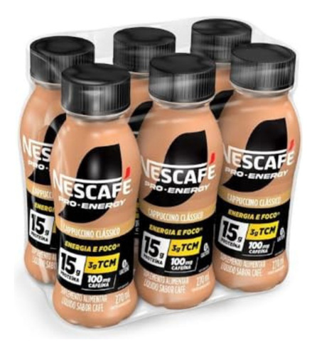 Pack Com 6 Uni Pro Energy Capuccino Clássico 270ml Nescafé