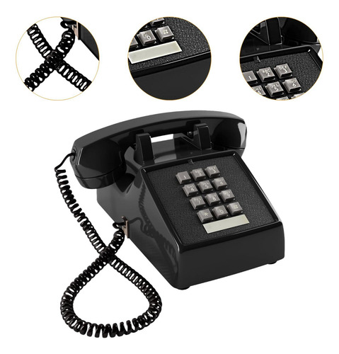 Adorno De Teléfono Con Cable Para Mesa Con Control De Negro
