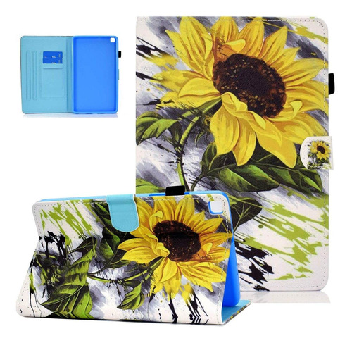 Funda Tapa Soporte Girasoles Para Galaxy Tab A 8.0 