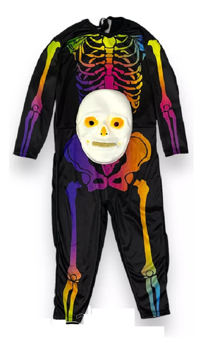 Disfraz Esqueleto Multicolor + Mascara Infantil Halloween 
