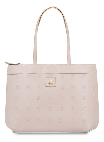 Bolsa Cloe Tote Para Mujer Material Vegano Con Monograma Color Nude