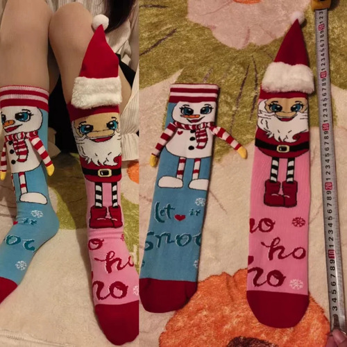Medias Navideñas Con Dibujos Animados De Papá Noel En 3d, Es