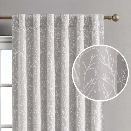 Cortinas Opacas Para Ventana 2 Paneles, 127 X 274 Cm, Gris C