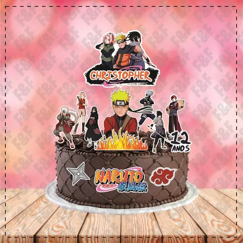 Topo De Bolo Personalizado Aniversário Sakura Naruto