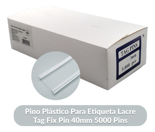 5000 Pins Pino Plástico Para Etiqueta Lacre Tag Fix Pin 40mm Cor Branco