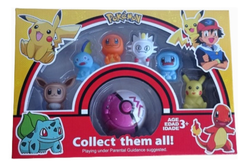 Set De Figuras De Pokémon + Pokebola 