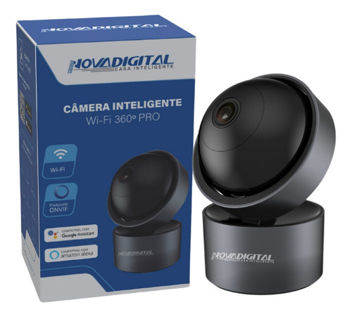 Câmera Novadigital Wifi 360° Pro Full Hd Alexa E Google Home