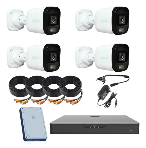Kit Video Vigilancia 1080p 2mp Disco Duro 500gb Uniarch
