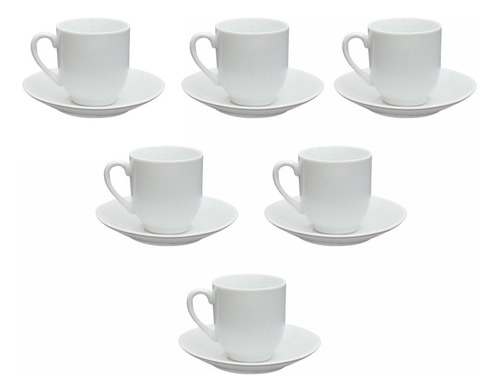 Taza De Cafe 90ml Con Plato 6 Unidades Blanca Selecta