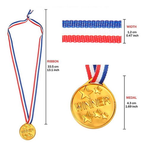 Imagen 9 de 10 de Medallas Doradas Ganador Evento Deportivo Niños 5unid Jg8z
