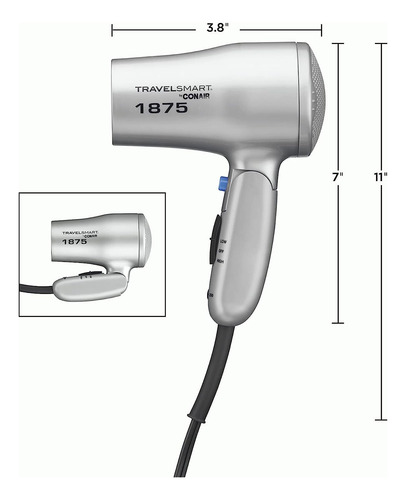 Conair Secador De Cabello De Viaje Compacto De Doble Volt...