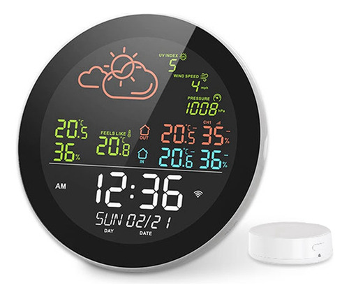 Reloj De Mesa V2tuya Wifi Con Estación Meteorológica Para Ex