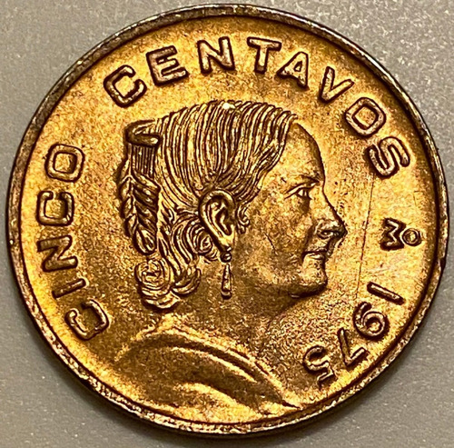 Mex12141 México 5 Centavos 1975 Error Doble Unc-bu Ayff