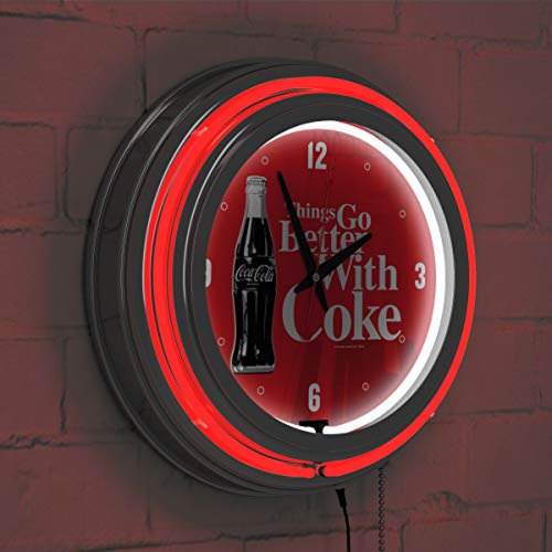 Reloj De Neón De Doble Peldaño Cromado De Coca-cola: Las Cos