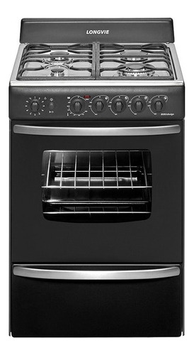 Cocina A Gas Longvie 19501g 56cm Grafito Encendido Una Mano