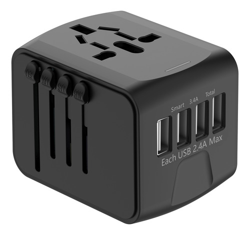 Adaptador Enchufe Universal Viaje Internation+porta Pasaport