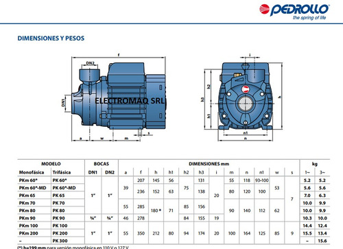 Imagen 2 de 5 de Bomba Periferica Pedrollo Pk 70 0,7 Hp 380v Origen Italia