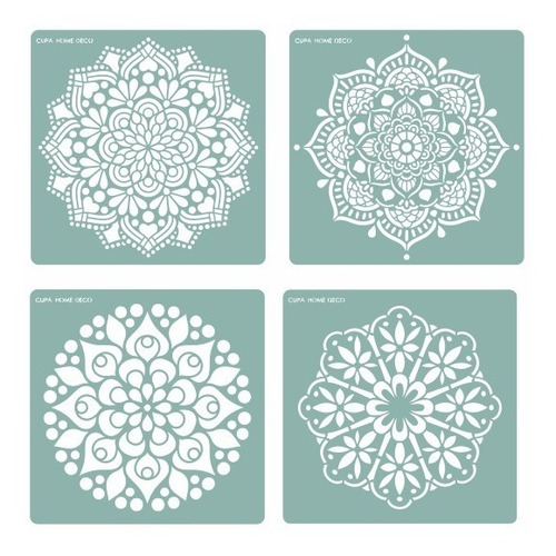 Kit 4 Stencils Decorativo Mandala  30x30