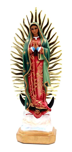 Virgen De Guadalupe 30 Cm, Resina Con Ojo De Cristal