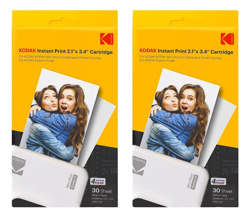 Kodak 4pass Cartucho (5,3x8,6cm) Para Kodak Mini 2 Retro Y Mini Shot 2 Retro, 60 Hojas