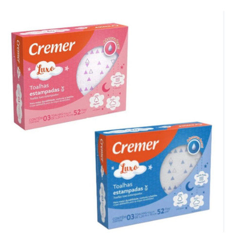 Toalha Cremer Menina 3 Peças 120 X 70 Cm De Bebe Algodão