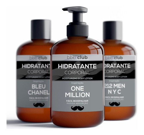 Kit Hidratante Masculino Perfume Importado 3un - 250ml Cada