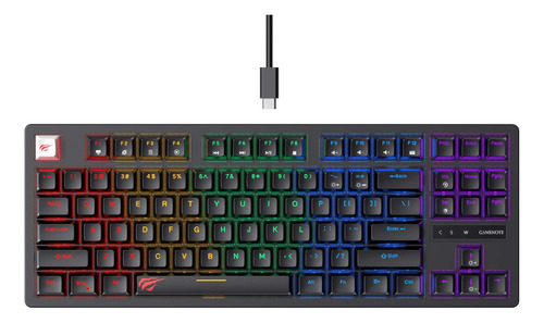 Teclado mecânico para jogadores com luzes RGB KB892l Havit