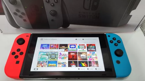 Nintendo Switch Desbloqueado Na Caixa 4 Joy Con Jogos Na Mem