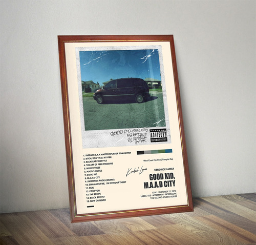 Kendrick Lamar Poster Good Kid, M.a.a.d City En Cuadro 