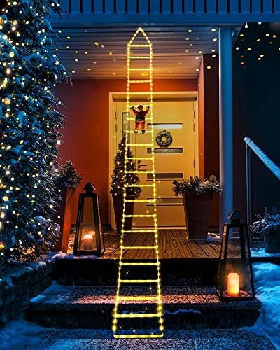Luces Led De Escalera Decoración De Navidad Con Papá Noel 3m