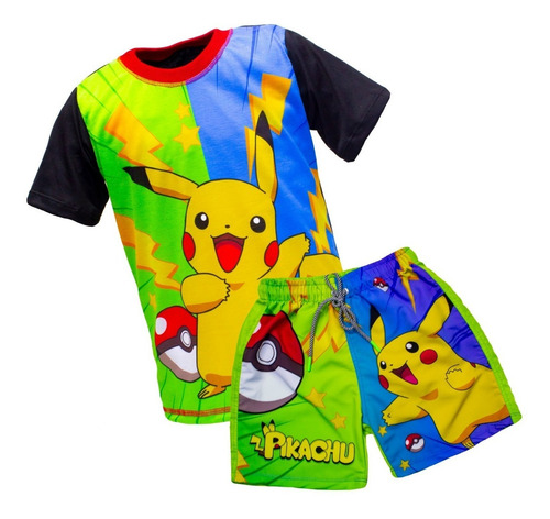 Conjunto Para Niños Colorido De Pikachu 