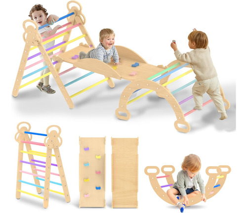 Juego De Triángulos Pikler 7 En 1, Juguetes De Escalada Para