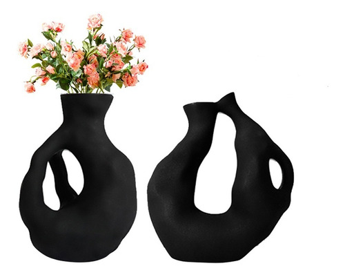 Florero Adorno Decorativo Hogar Figura Negro 2 Pcss