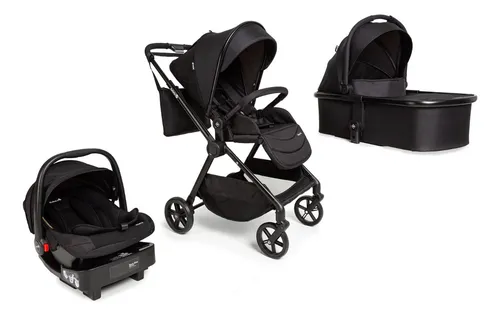 comprar Conjunto Travel System Magnific Full Black com 5 componentes, Carrinho de Bebê + Bebê Conforto + Base Veicular + Moisés com Alça de Transporte com Colchão e cobre pernas + Bolsa Maternidade Safety 1st
