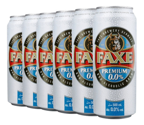Cerveza Faxe Premium 0.0% Pack X 6 X  500ml. - Sin Alcohol