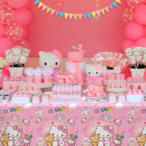 3pcs Hello Kitty Suministro De Mantel Para Fiesta De Cumpleaños