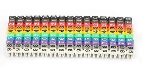 100 piezas KCM-4MM 4 cuadrados Marcador de cable número digital Etiqueta de número de cable de tubo Marcador de cable de tubo colorido para identificar el cable fácilmente 