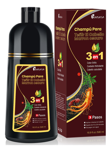 Black Hair Dye Shampoo 3 In 1, Shampoo Para Canas Con