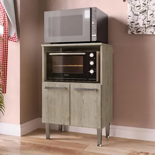 Armario para cocina, 2 puertas, horno de nicho, micrococina, pátina