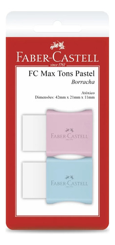 Borracha Faber Castell Tons Pastel Blister Com 2 Unidades