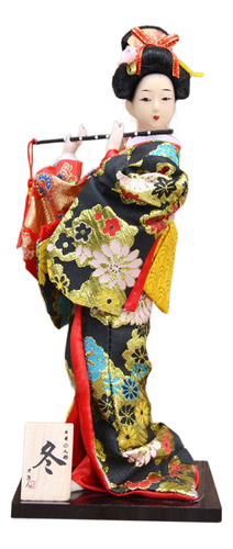 Estatua Japonesa De Geisha Con Kimono Para Niña, Adorno De