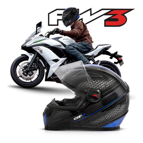 Capacete Fechado Moto Gt1 Azul