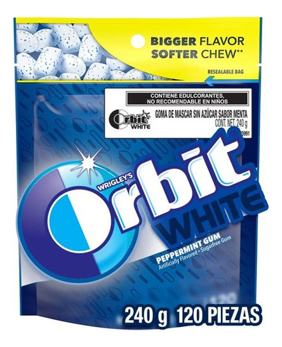 3 Pza Goma De Mascar Wrigleys Orbit Bolsa Con 120 Piezas