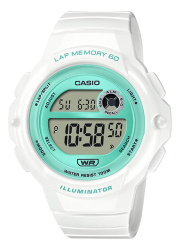 Reloj Casio Dama Lws-1200h-7a3v, 60 Laps De Cronometro, Luz Negro Negro Rosa Chicle