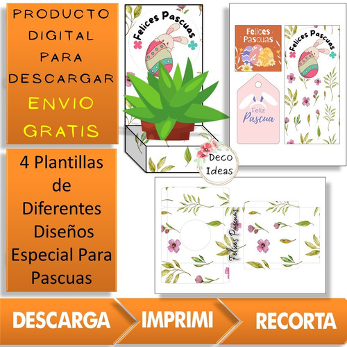 Imagen 6 de 6 de Kit Imprimible 06 Pascuas Caja Porta Huevo + Etiqueta + Tag