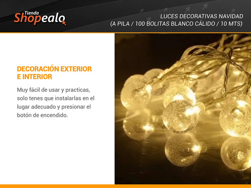 Luces Decorativas A Pila 10 Mts Blanco Blanco Cálido Cuota-*
