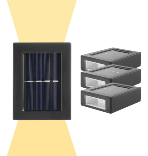 Pack 4 Mini Foco Muro Aplique Led Solar Jardín Exterior  