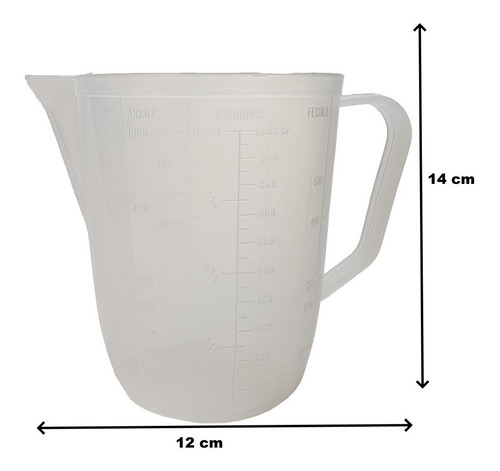 Imagen 2 de 5 de Jarra Medidora Plastica Flexible Traslucida 1 Litro